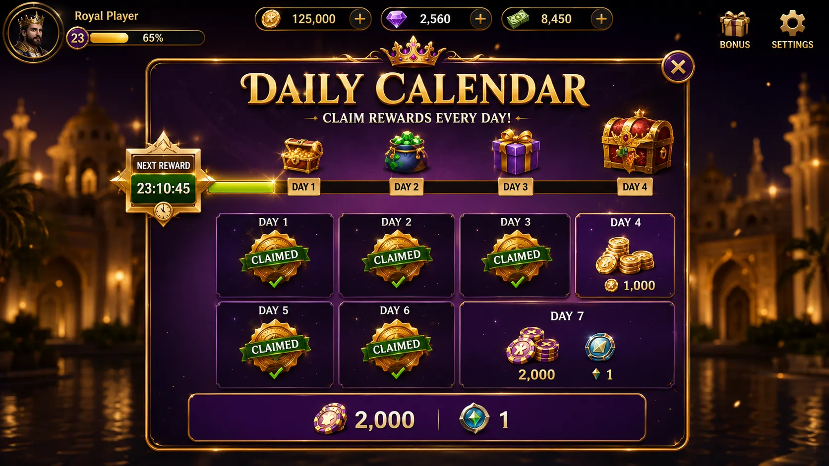 Daily Sign-In — Royal X Casino